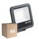 Mehrfachpackung 4x Ledvance Led-Scheinwerfer Aluminium Schwarz 69W 9150lm 100D - 830 Warmweiß | IP66 - Symmetrisch